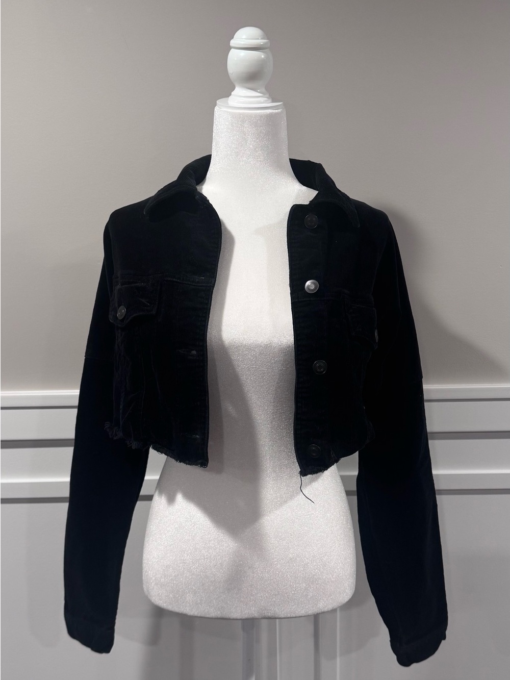 Shinestar Black Cropped Corduroy Jacket